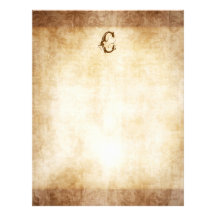 Le monogramme vintage s'est fané papier de damassé en-tête de lettre avec motif