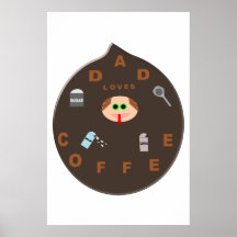 Le monstre drôle de papa aime l'affiche de café