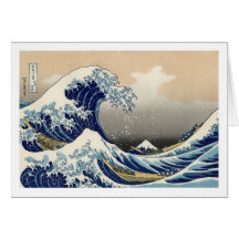 Le mont Fuji vintage et vague Carte De Vœux