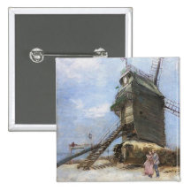 Le Moulin de la Galette by Vincent van Gogh Button