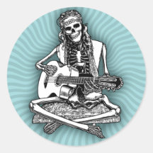 Le musicien de rue désosse II Adhésif Rond