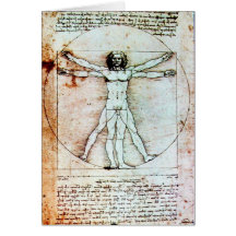 Le parchemin d'antiquité d'HOMME de VITRUVIAN Cartes De Vœux