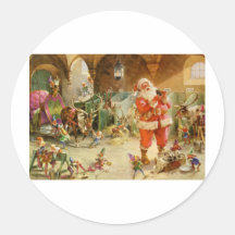 Le père noël dans les écuries de renne de Pôle Nor Autocollants