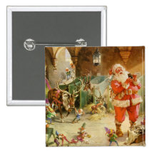 Le père noël dans les écuries de renne de Pôle Nor Pin's