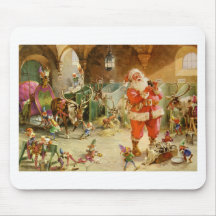 Le père noël dans les écuries de renne de Pôle Nor Tapis De Souris