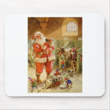 Le père noël dans ses écuries de renne de Pôle Nor Tapis De Souris