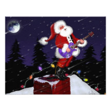 Le père noël jouant la guitare électrique faire-part personnalisé