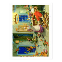 Le père noël retourne à la maison pour un repos bi carte postale