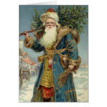 Le père noël victorien vintage avec l'arbre de Noë Carte