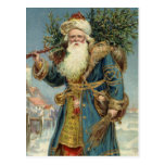 Le père noël victorien vintage avec l'arbre de Noë Cartes Postales