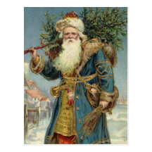 Le père noël victorien vintage avec l'arbre de Noë Cartes Postales