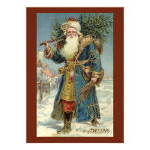 Le père noël victorien vintage avec l'arbre de Noë Cartons D'invitation