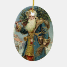 Le père noël victorien vintage avec l'arbre de Noë Ornement