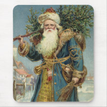 Le père noël victorien vintage avec l'arbre de Noë Tapis De Souris