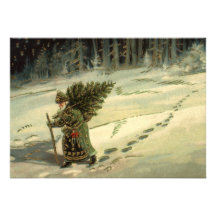 Le père noël vintage portant un arbre de Noël Bristols
