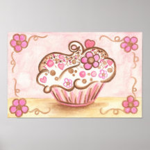 Le petit gâteau rose arrose l'affiche d'art