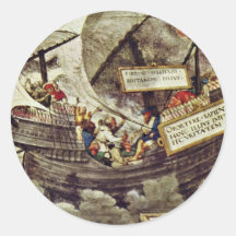 Le philosophe Pyrrho dans les mers orageuses par P Autocollant Rond