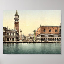 Le Piazzetta, classique Photochrom de Venise, Ital Poster
