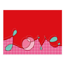 Le plaid d'amour vérifie la rétro Saint-Valentin m Cartes Postales