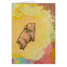 Le porc d'action vole - art de peinture d'amusemen carte de vœux