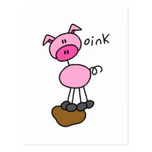 Le porc indique krouik-krouik le T-shirts et les c Carte Postale
