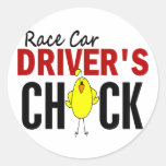 LE POUSSIN DU PILOTE DE VOITURE DE COURSE ADHÉSIF ROND