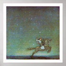 Le prince Rides dans le clair de lune par John Bau Affiche