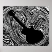 Le résumé tourbillonne affiche de guitare, noire e