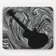 Le résumé tourbillonne guitare Mousepad, noir et b Tapis De Souris