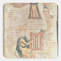 Le Roi David jouant un psaltery d'un psalter Autocollants Carrés