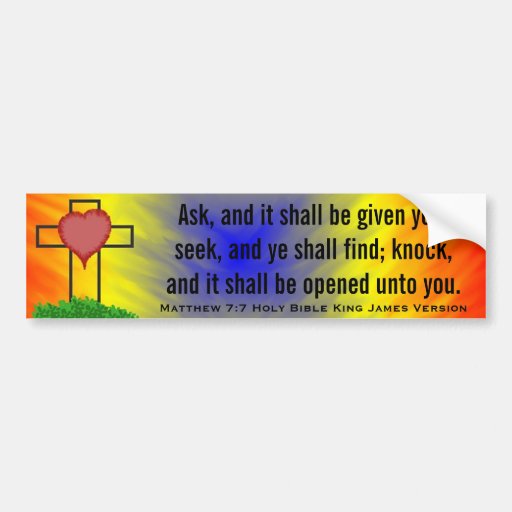 Le Roi James Version Bible Scripture de 7:7 de Mat Autocollant Pour Voiture