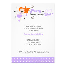 Le roux pourpre de danse Maman-à-est baby shower d Invitations