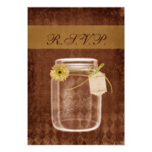 le rsvp rustique de pot de maçon de tournesol card bristol