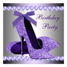 Le scintillement perle l'anniversaire pourpre de c cartons d'invitation