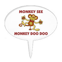 Le singe voient le singe Doo Doo Étiquettes À Gâteau