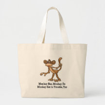 Le singe voient, singe font, singe obtiennent dans sac en toile