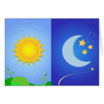 le soleil et lune cartes de vœux