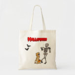 Le squelette a peur d'Halloween - Sacs En Toile