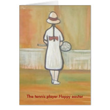 LE TENNIS PLAYER.HAPPY PÂQUES CARTE DE VŒUX