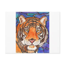 "Le Tigre" The Tiger Stained Glass Style Art! Postcard