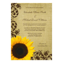 Le tournesol rustique tourbillonne mariage invitations personnalisées