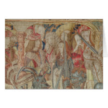 Le tournoi, tapisserie verticale de métier à tisse cartes de vœux