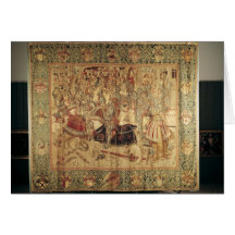 Le tournoi, tapisserie verticale de métier à tisse cartes de vœux