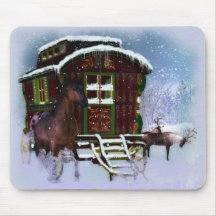 Le Travellery - paysage d'hiver - renne de cheval Tapis De Souris