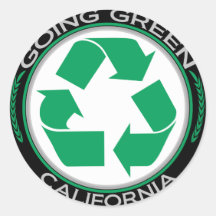 Le vert allant réutilisent la Californie Autocollant Rond