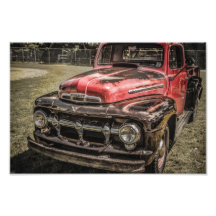 Le vieux camion antique rouge art photographique