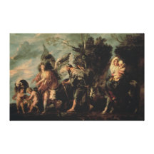 Le vol en l'Egypte, XVIIème siècle Toile Tendue Sur Châssis