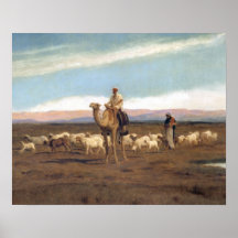 Leading the Flock to Pasture (oil on canvas) Posters