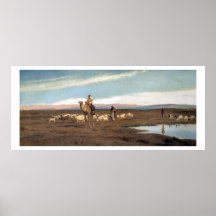 Leading the Flock to Pasture (oil on canvas) Poster