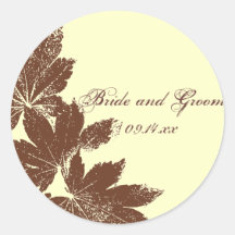 Leaf Stamp Wedding Envelope Seal Round Sticker